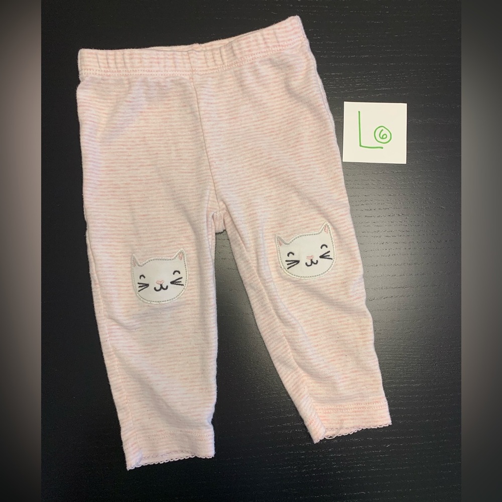 ⭐️4/$5.00⭐️ Carter's 9m Pink Striped Cat Face Leggings